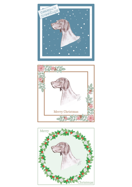 German S/H Pointer Christmas Card Choice of 3 Card Designs Single or Multi Pack