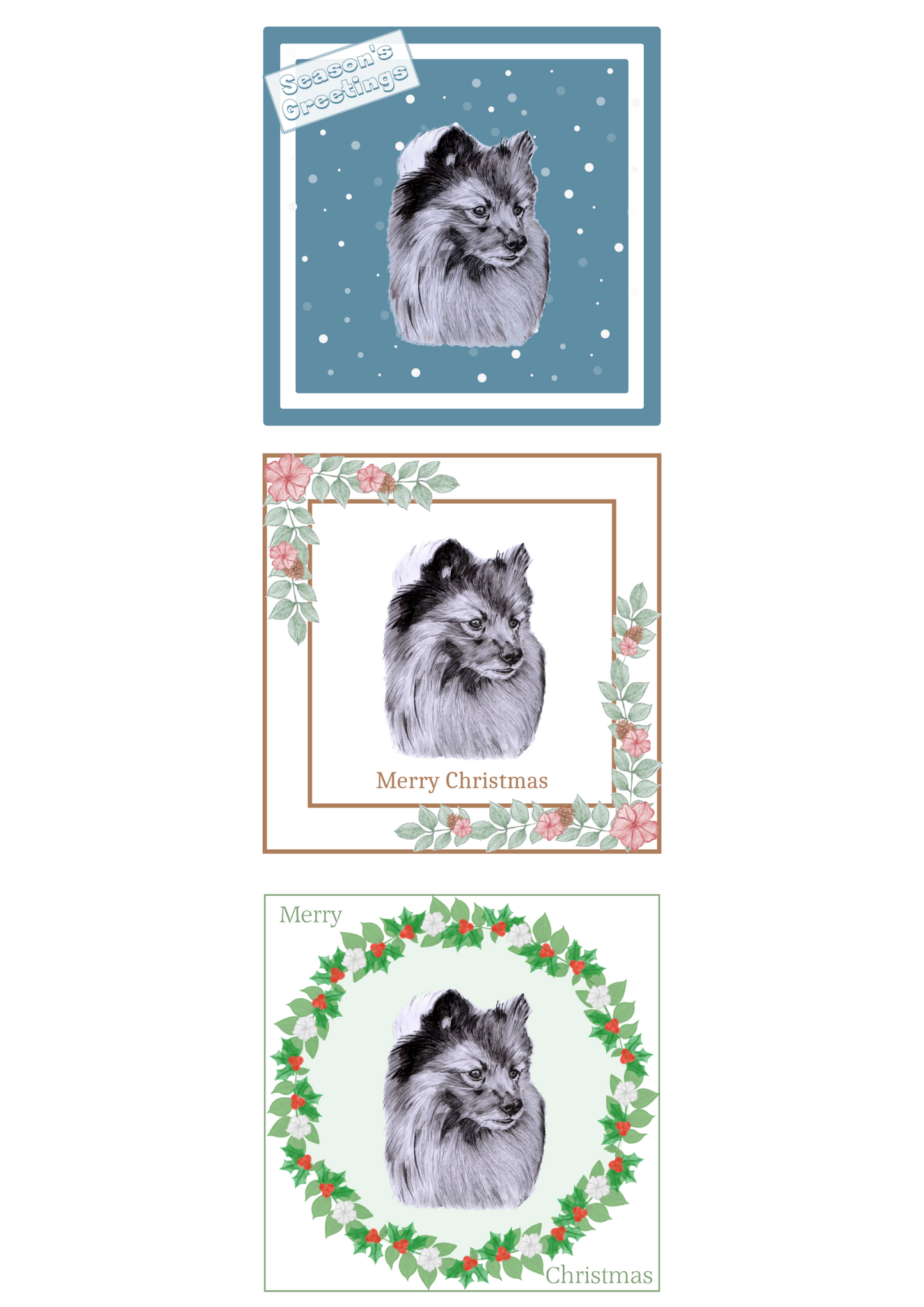 German Spitz Christmas Card Choice of 3 Card Designs Single or Multi Pack