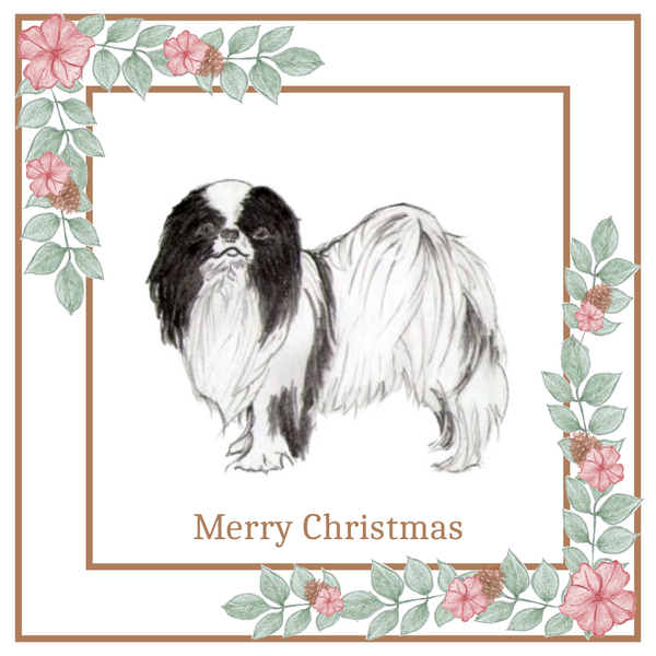 Japanese Chin Christmas Card Choice of 3 Card Designs Single or Multi Pack