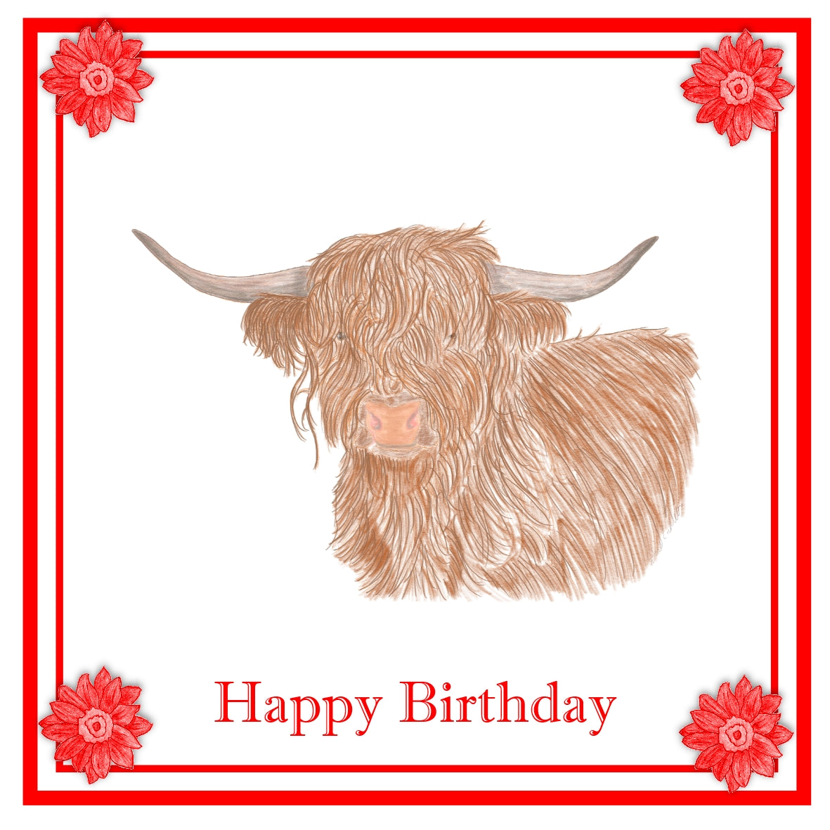Highland Cow Greeting Card Choice of 6 Designs BIRTHDAY, THINKING OF YOU, BLANK