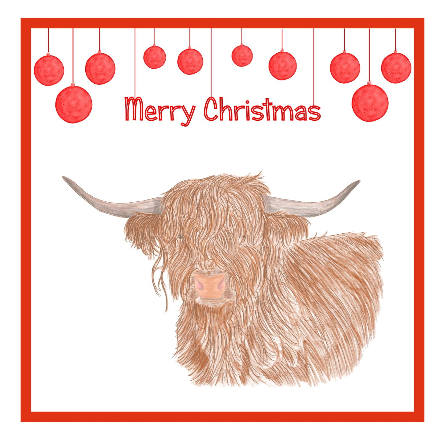 Highland Cow Christmas Cards Pack of 6