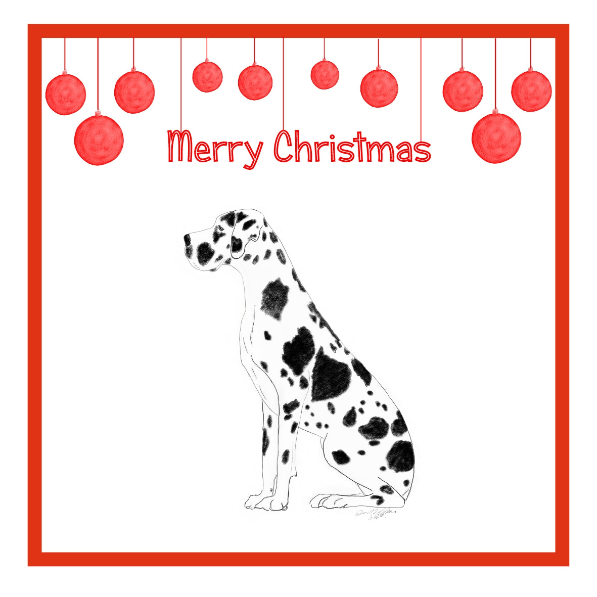 Harlequin Great Dane Christmas Cards Pack of 6