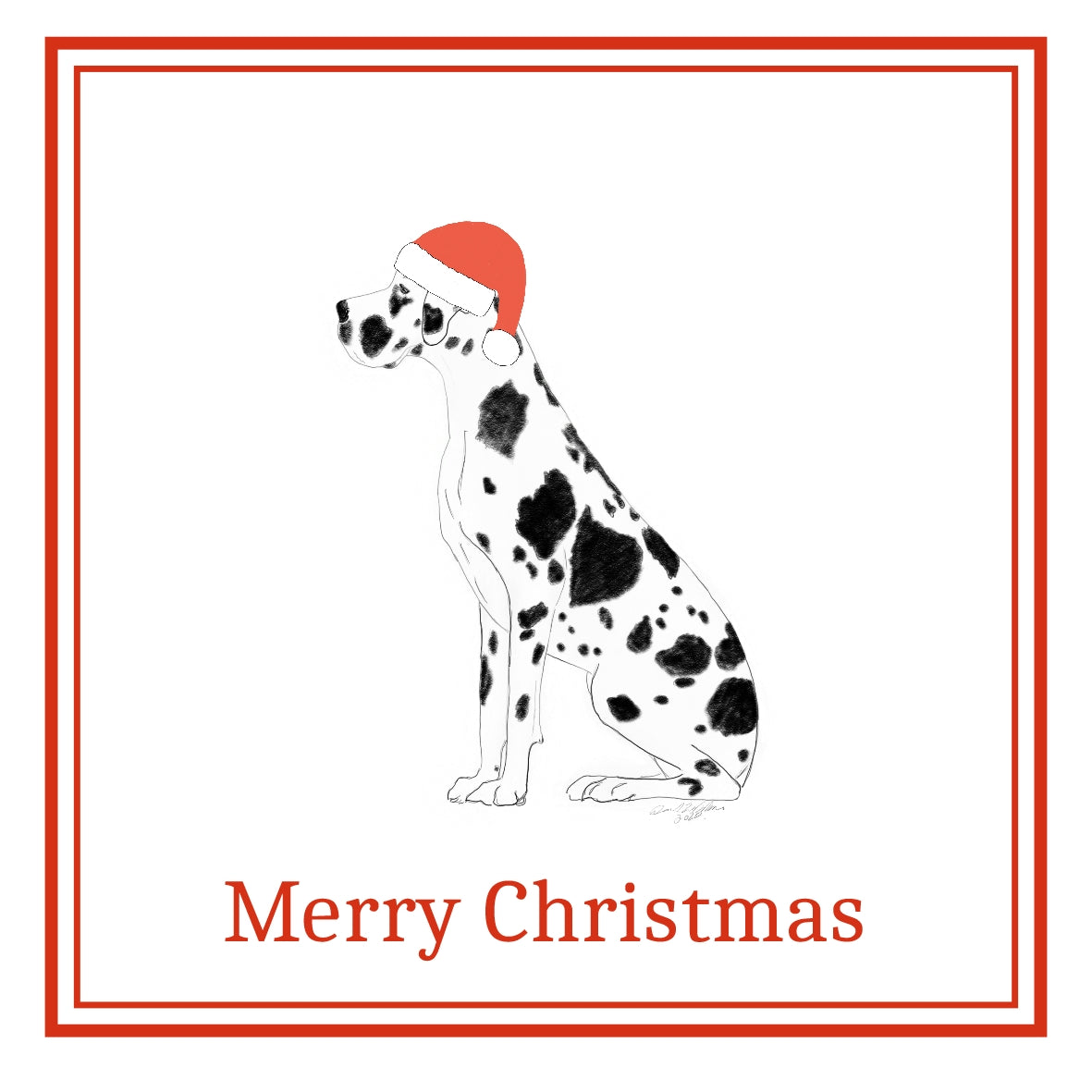 Harlequin Great Dane Christmas Cards Pack of 6