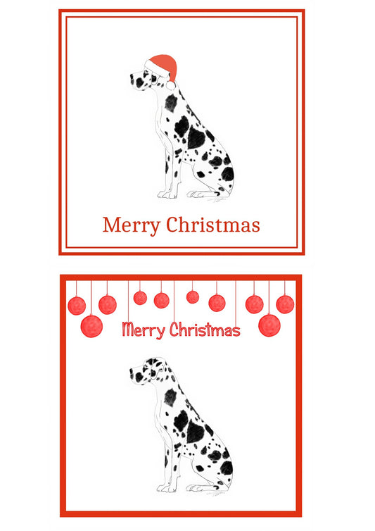 Harlequin Great Dane Christmas Cards Pack of 6
