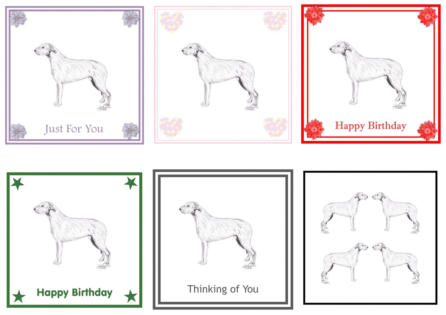 Irish Wolfhound Greeting Card Choice of 6 Designs BIRTHDAY, THINKING OF YOU, BLANK
