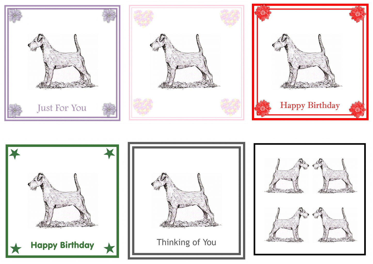 Irish Terrier Greeting Card Choice of 6 Designs BIRTHDAY, THINKING OF YOU, BLANK