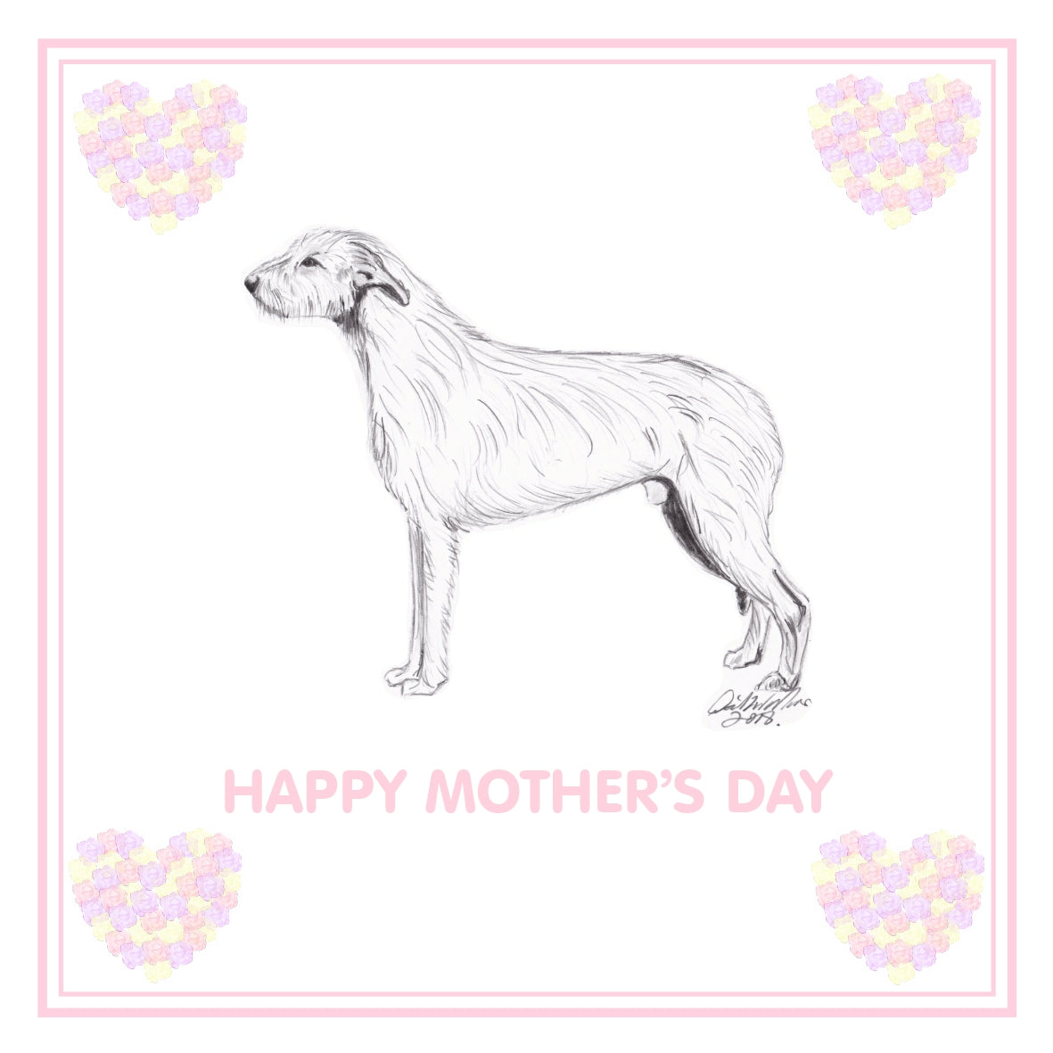 Irish Wolfhound Mother's Day Card PERSONALISATION AVAILABLE