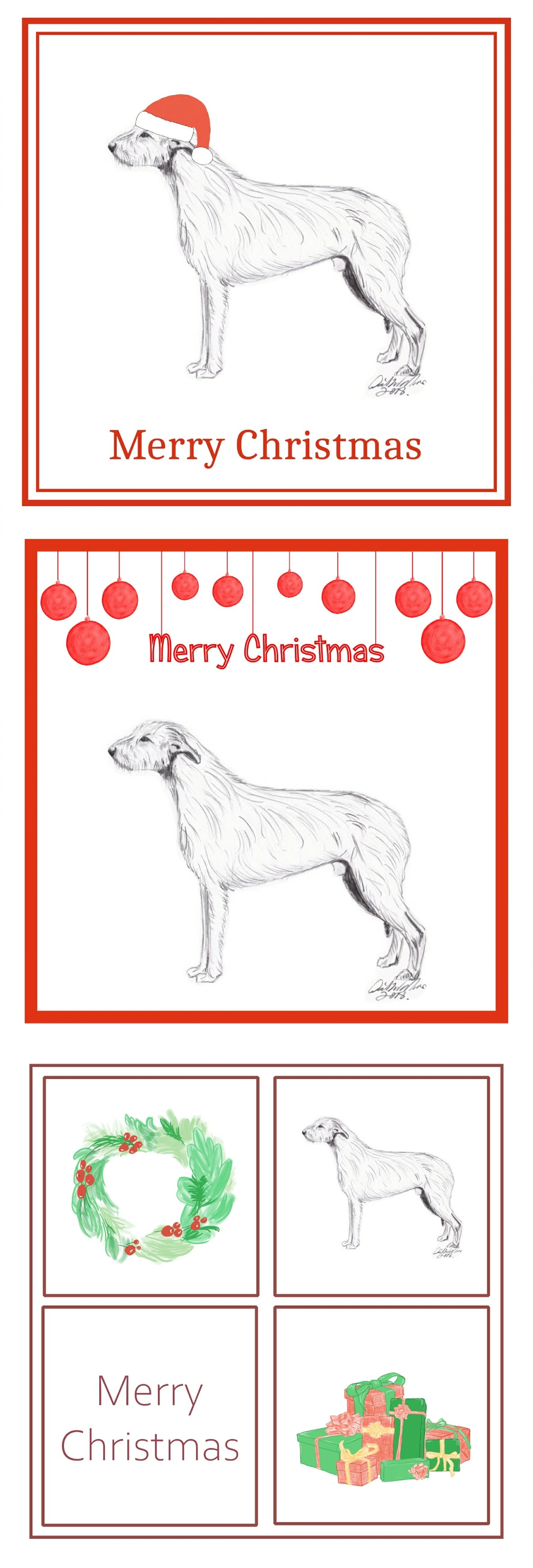 Irish Wolfhound Christmas Card Choice of 3