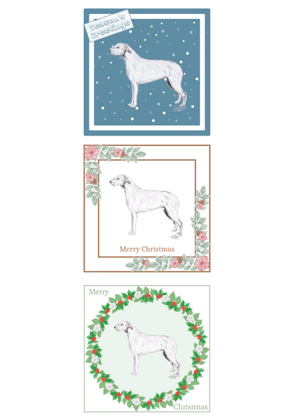 Irish Wolfhound Christmas Card Choice of 3 Card Designs Single or Multi Pack