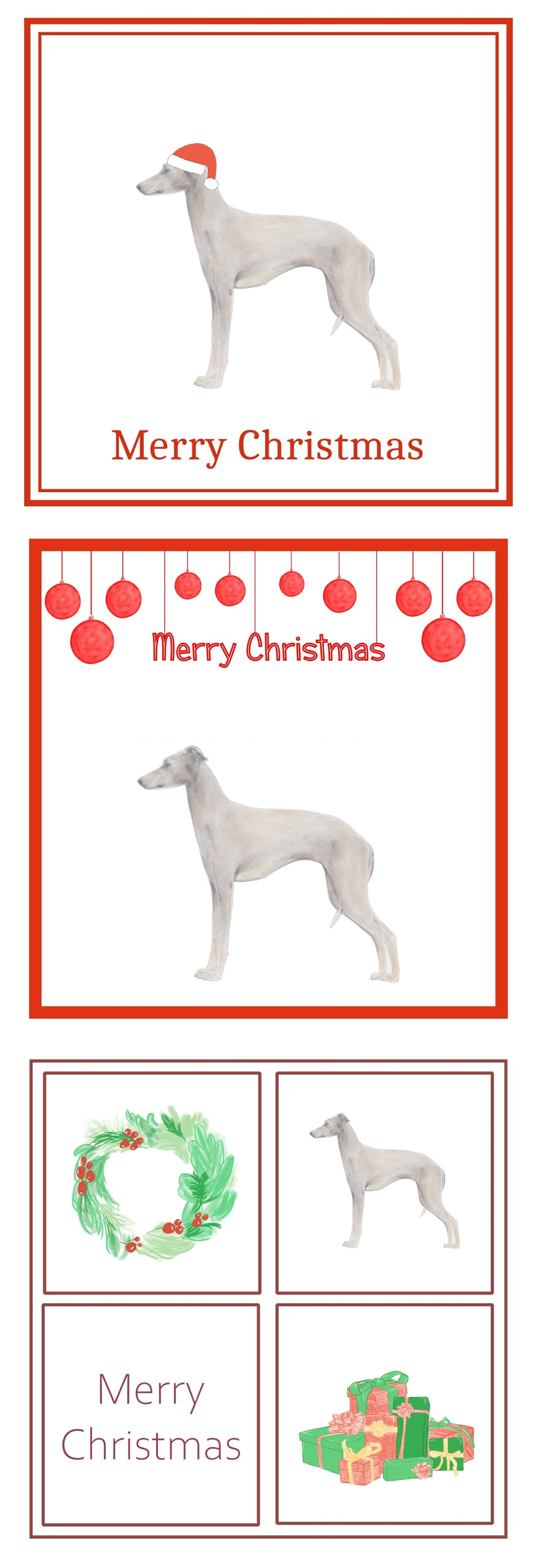 Italian Greyhound Christmas Card Choice of 3