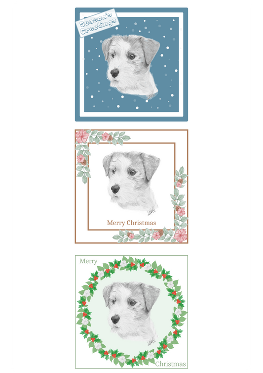 Jack Russell Terrier Christmas Card Choice of 3 Card Designs Single or Multi Pack