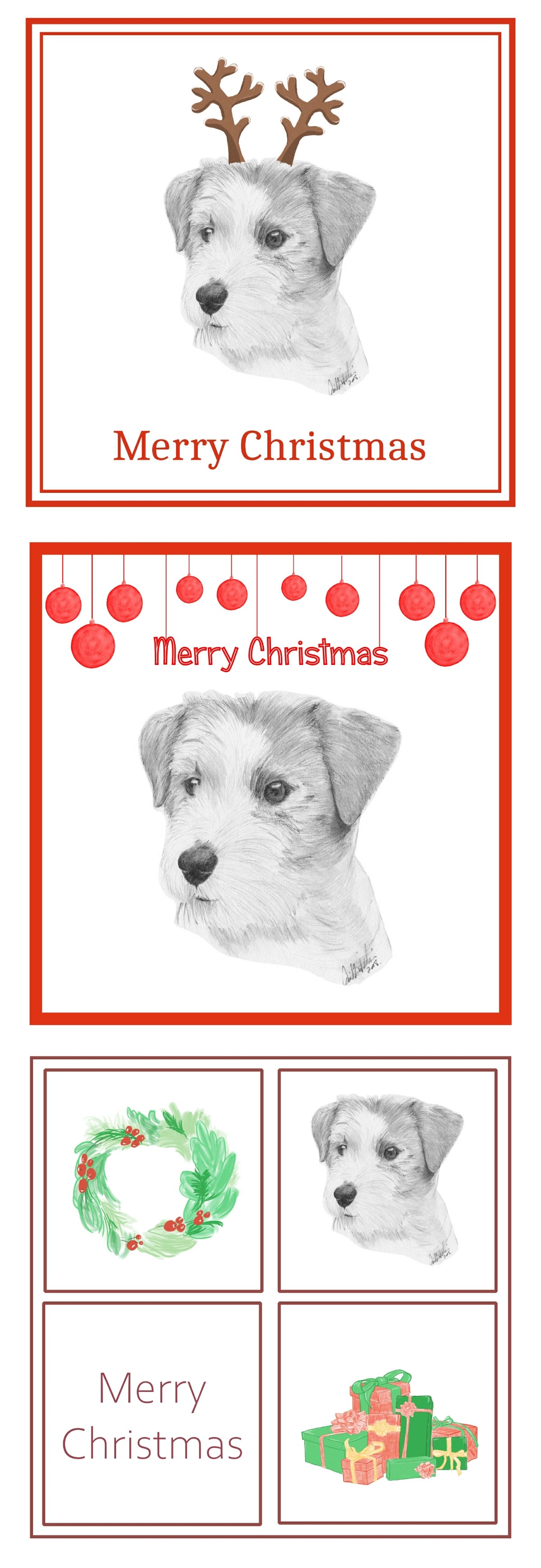 Jack Russell Terrier Christmas Card Choice of 3