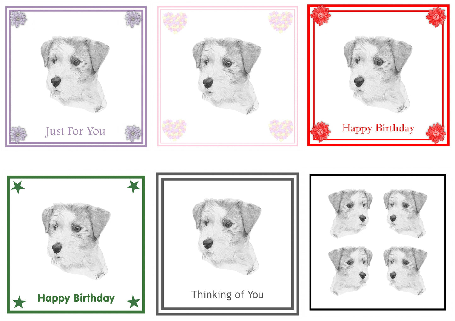 Jack Russell Terrier Greeting Card Choice of 6 Designs BIRTHDAY, THINKING OF YOU, BLANK