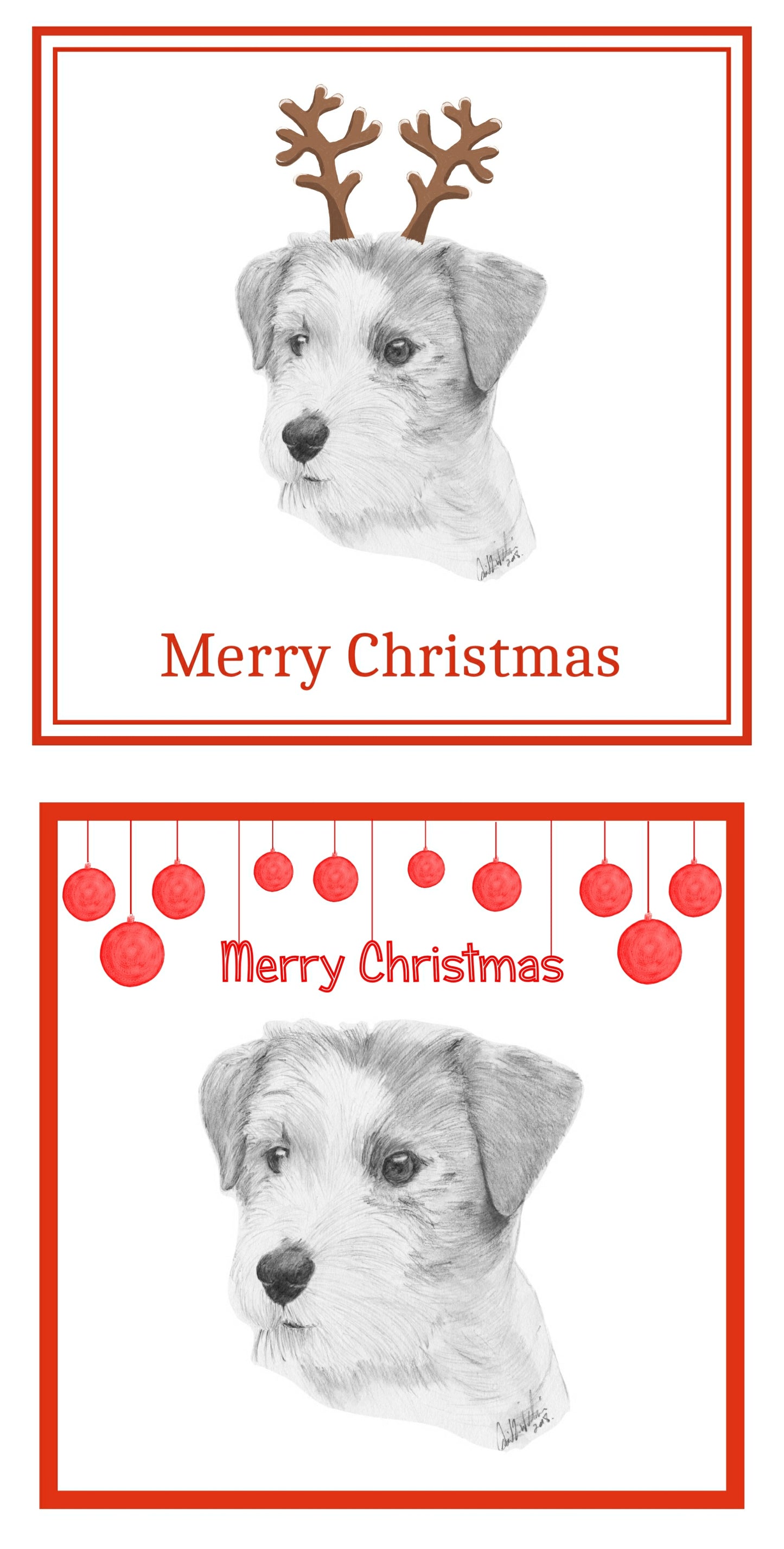 Jack Russell Terrier Christmas Cards Pack of 6