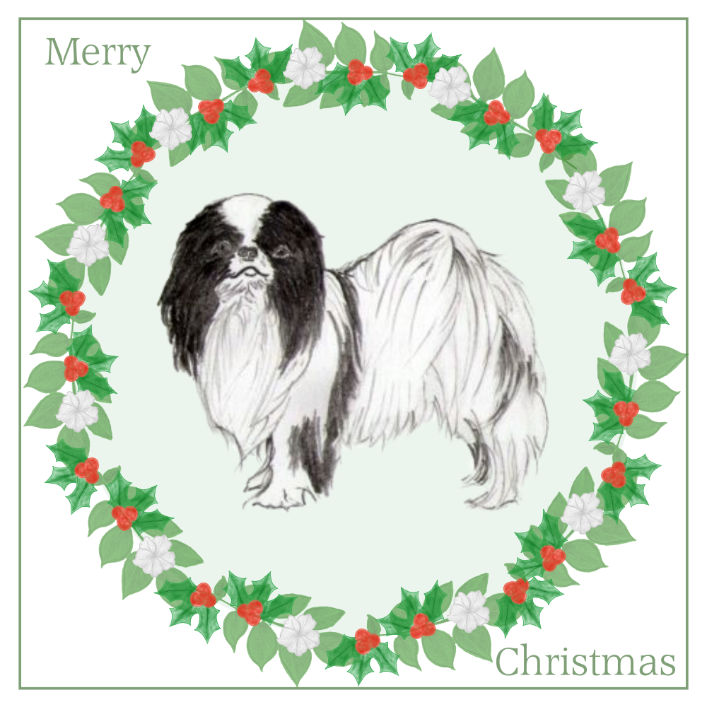 Japanese Chin Christmas Card Choice of 3 Card Designs Single or Multi Pack