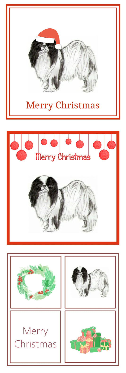 Japanese Chin Christmas Card Choice of 3