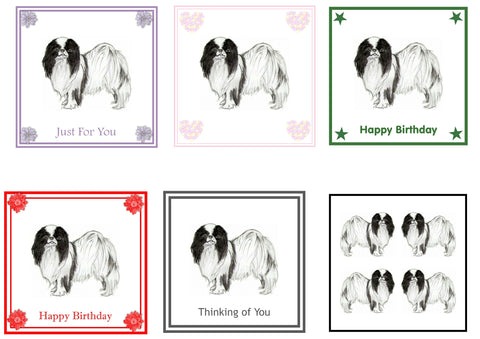 Japanese Chin Greeting Card Choice of 6 Designs BIRTHDAY, THINKING OF YOU, BLANK