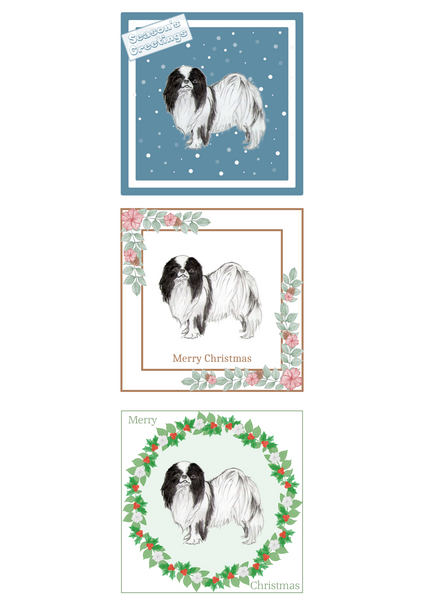 Japanese Chin Christmas Card Choice of 3 Card Designs Single or Multi Pack