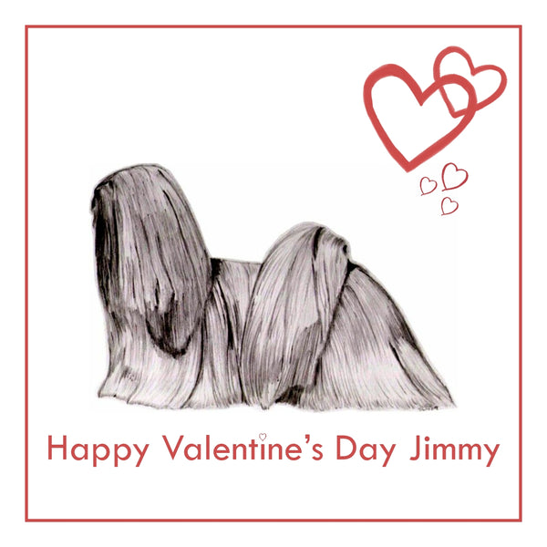 Lhasa Apso Valentine's Day Card PERSONALISATION AVAILABLE