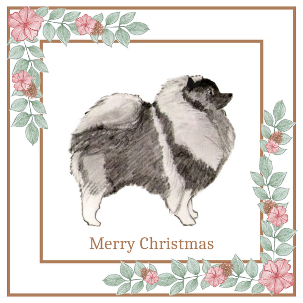 Keeshond Christmas Card Choice of 3 Card Designs Single or Multi Pack