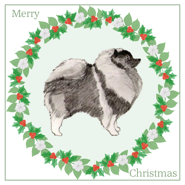 Keeshond Christmas Card Choice of 3 Card Designs Single or Multi Pack