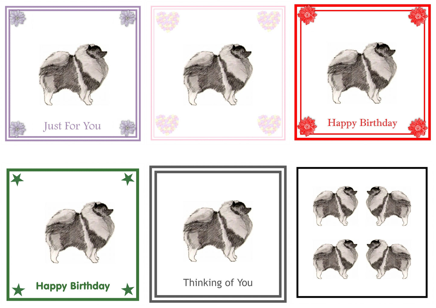 Keeshond Greeting Card Choice of 6 Designs BIRTHDAY, THINKING OF YOU, BLANK
