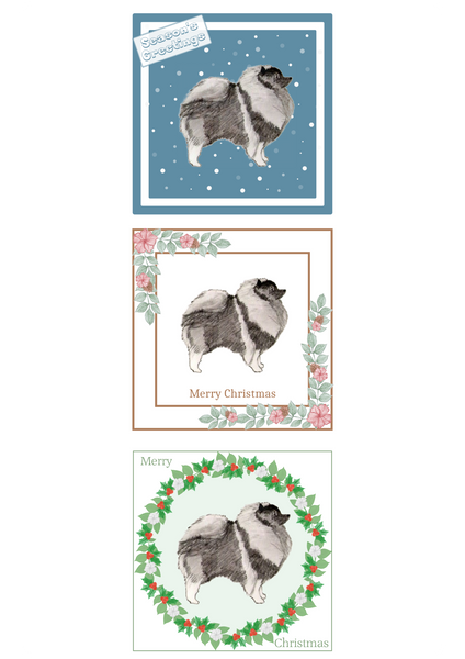 Keeshond Christmas Card Choice of 3 Card Designs Single or Multi Pack