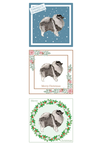 Keeshond Christmas Card Choice of 3 Card Designs Single or Multi Pack