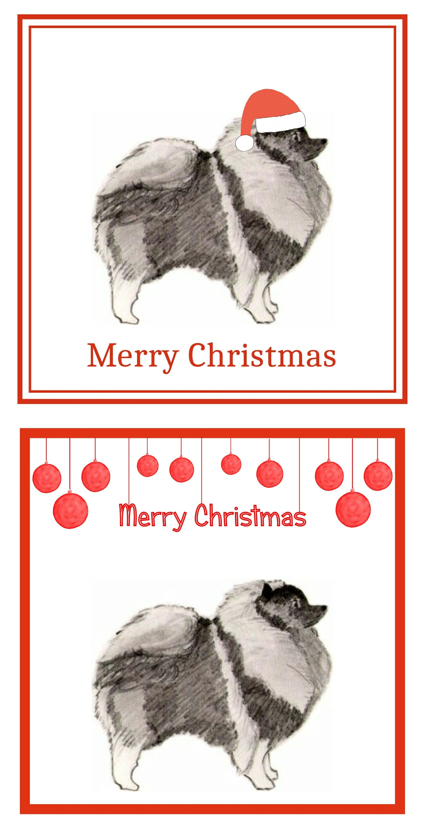 Keeshond Christmas Cards Pack of 6