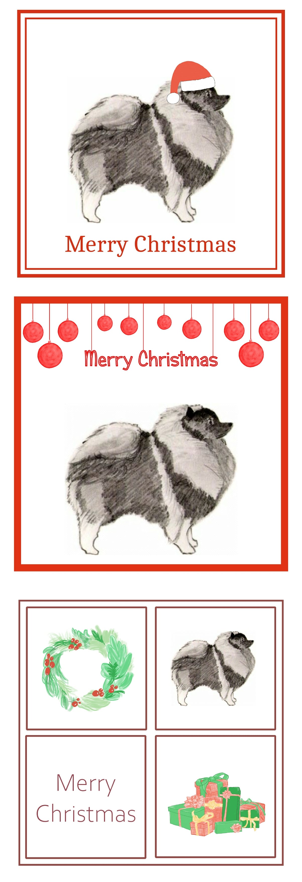 Keeshond Christmas Card Choice of 3