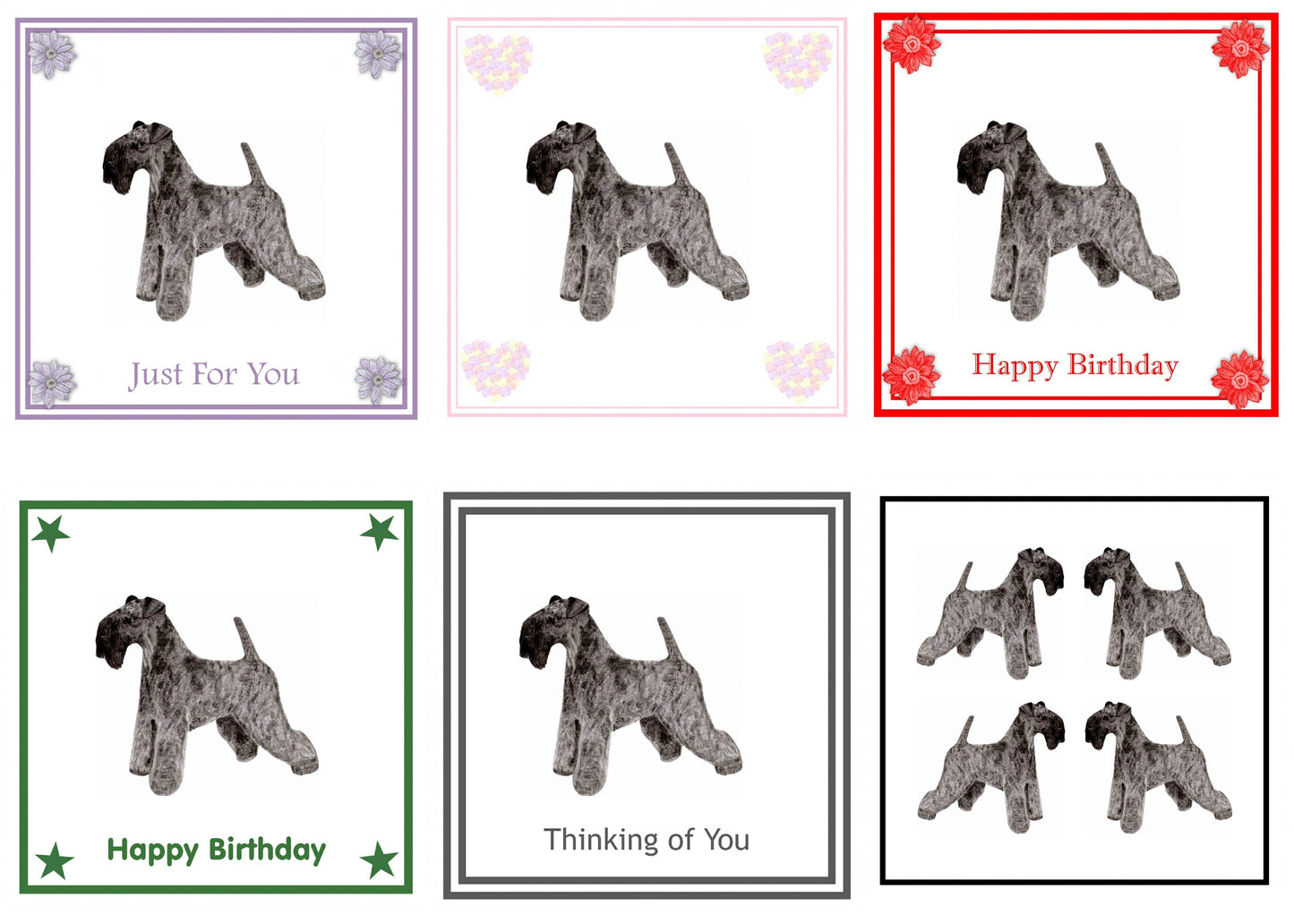 Kerry Blue Terrier Greeting Card Choice of 6 Designs BIRTHDAY, THINKING OF YOU, BLANK