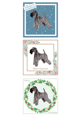 Kerry Blue Terrier Christmas Card Choice of 3 Card Designs Single or Multi Pack