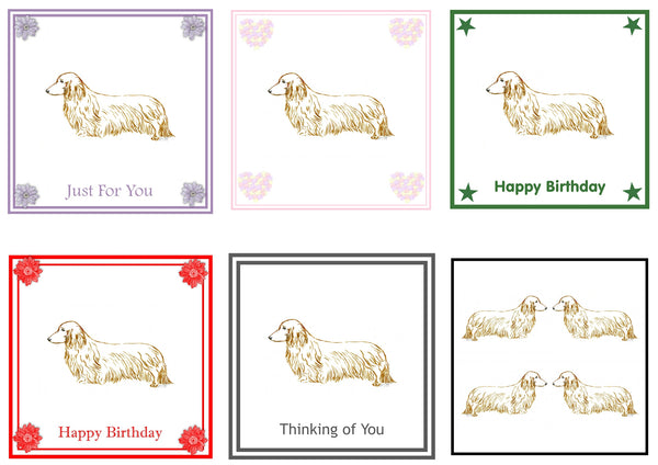 Dachshund L/H Greeting Card Choice of 6 Designs BIRTHDAY, THINKING OF YOU, BLANK