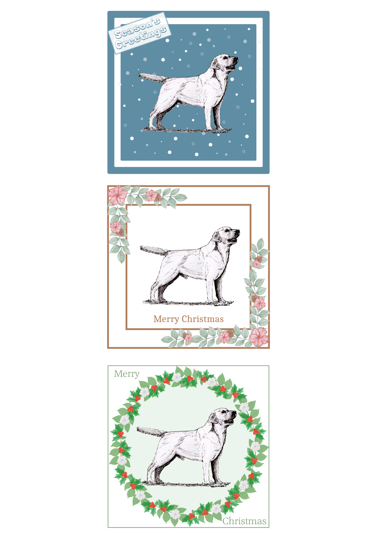 Labrador Retriever Christmas Card Choice of 3 Card Designs Single or Multi Pack