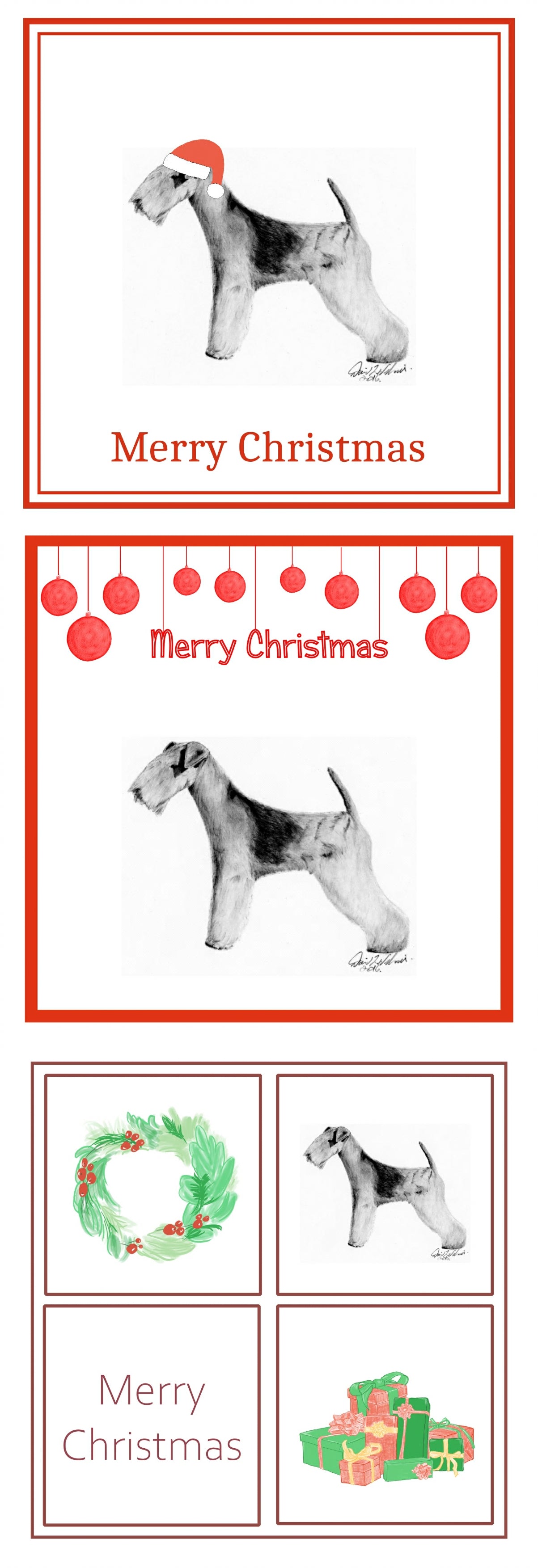 Lakeland Terrier Christmas Card Choice of 3