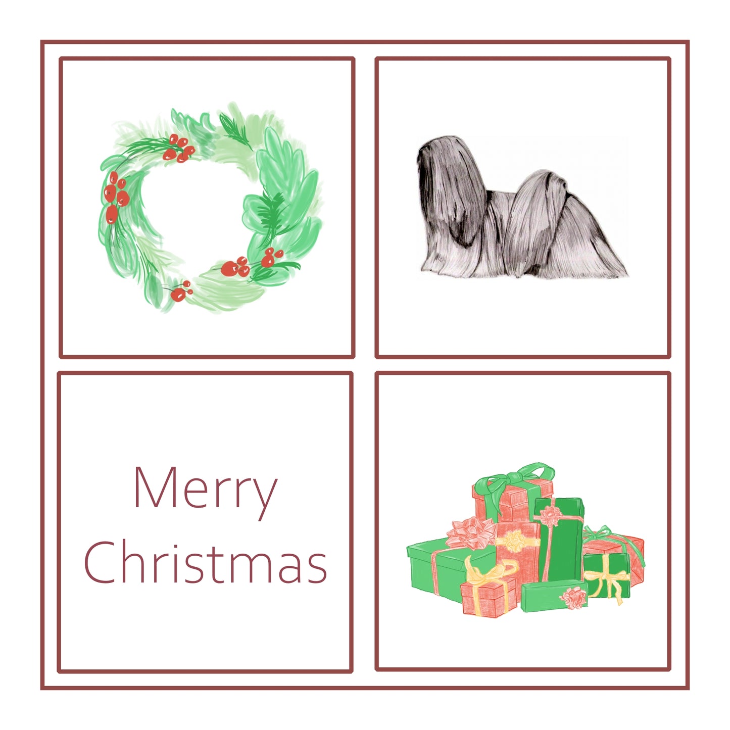 Lhasa Apso Christmas Card Choice of 3