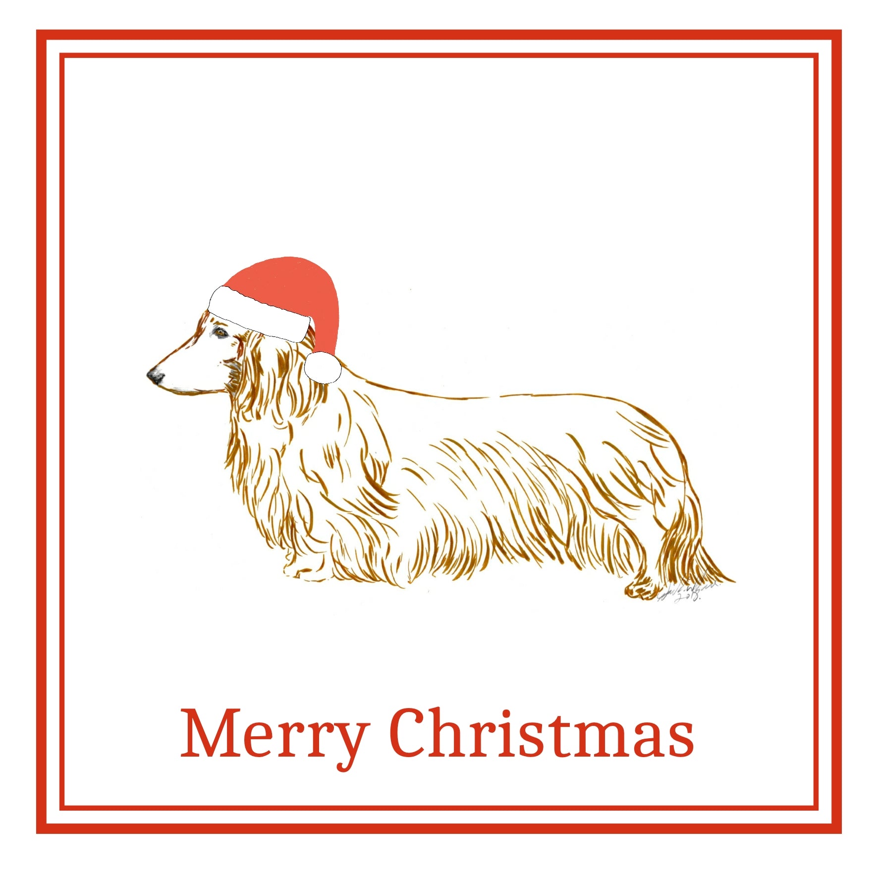 L/H Dachshund Christmas Cards Pack of 6
