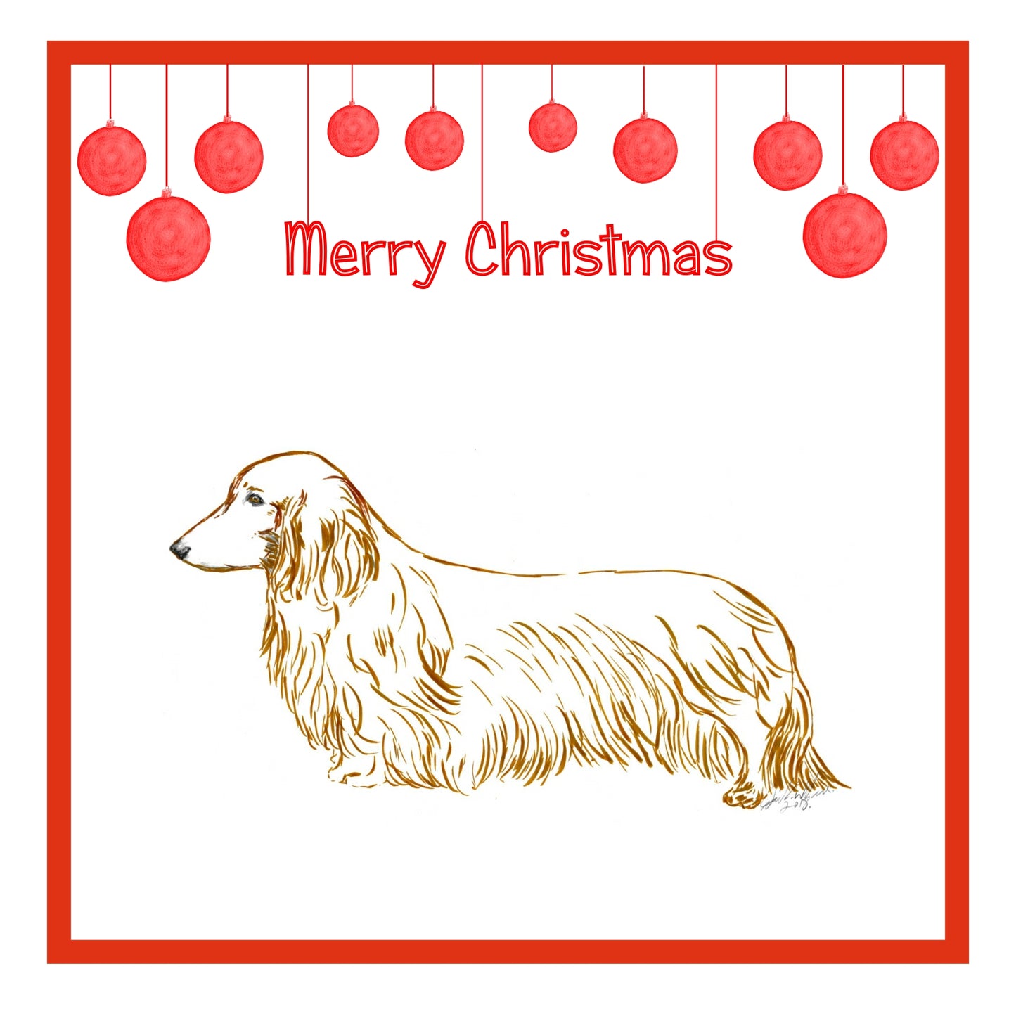 L/H Dachshund Christmas Card Choice of 3