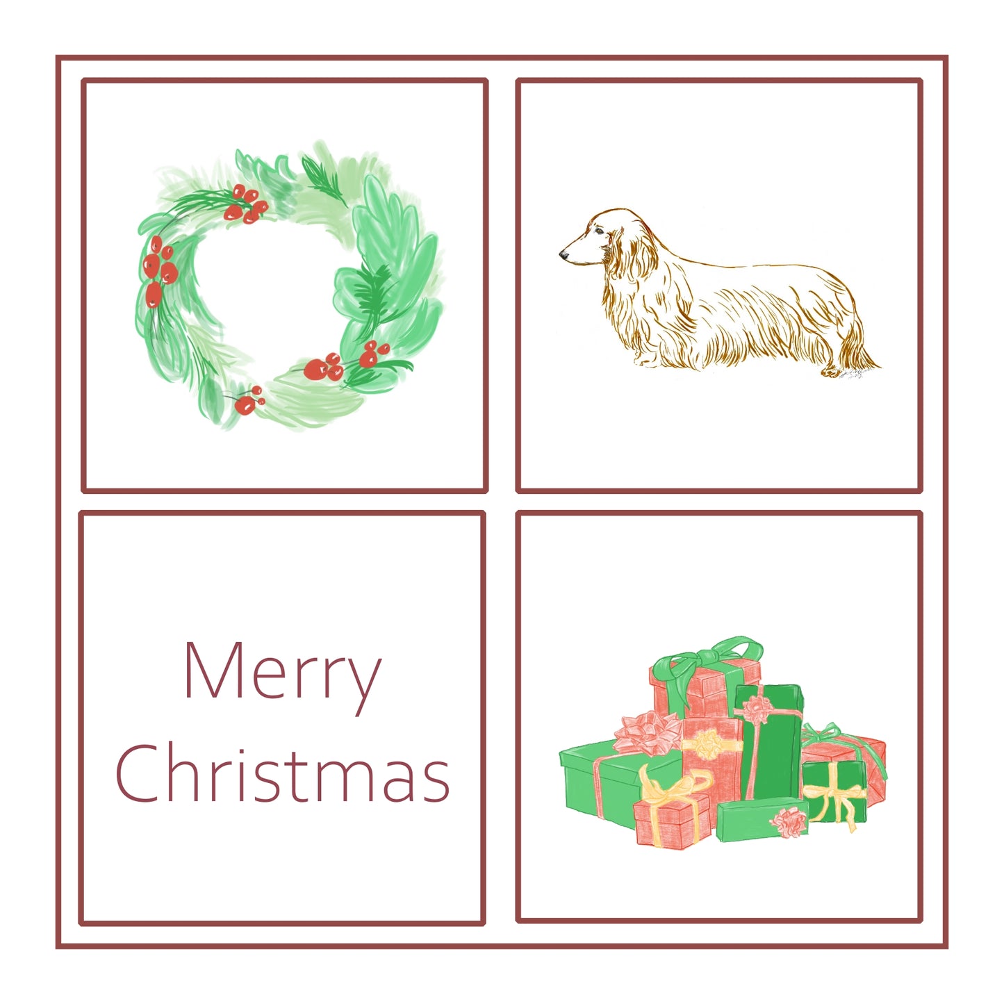 L/H Dachshund Christmas Card Choice of 3