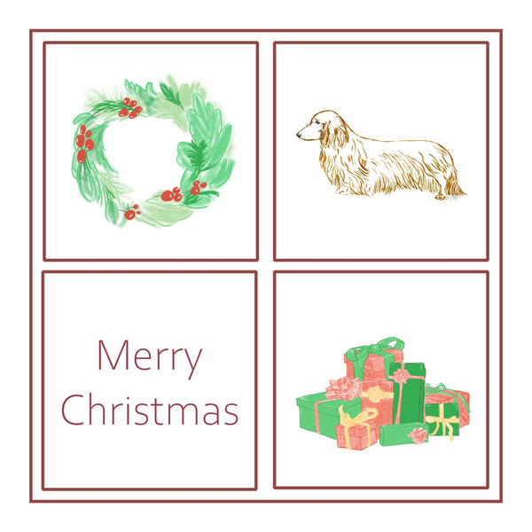 L/H Dachshund Christmas Card Choice of 3