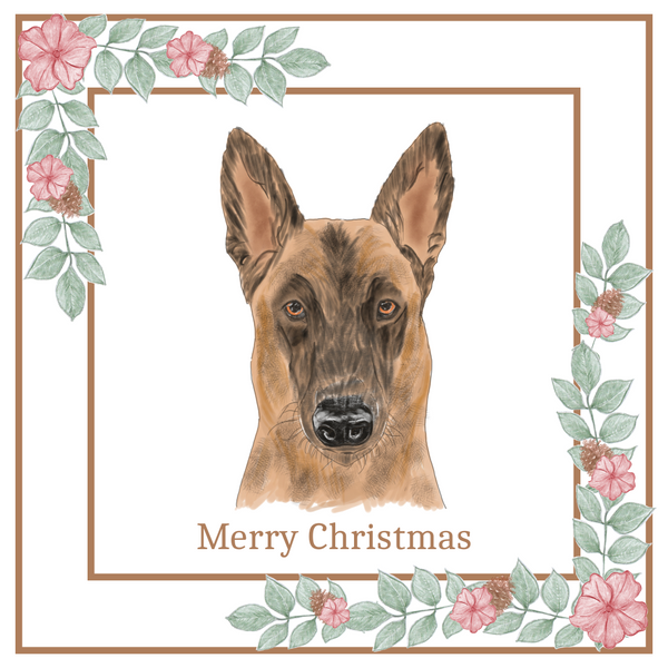 Belgian Shepherd Dog (Malinois) Christmas Card Choice of 3 Card Designs Single or Multi Pack