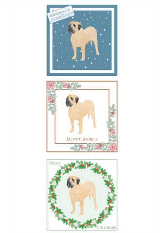 Mastiff Christmas Card Choice of 3 Card Designs Single or Multi Pack