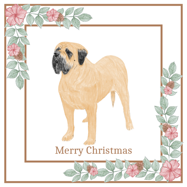 Mastiff Christmas Card Choice of 3 Card Designs Single or Multi Pack