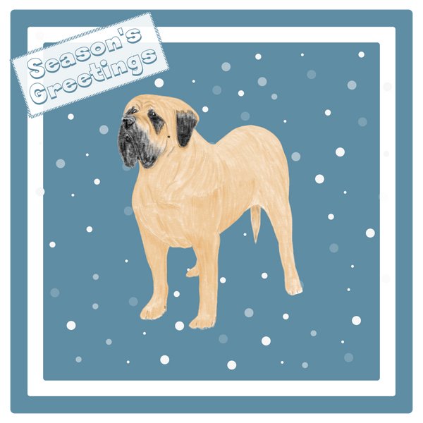 Mastiff Christmas Card Choice of 3 Card Designs Single or Multi Pack