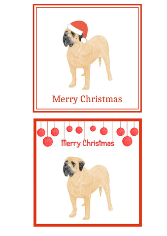 Mastiff Christmas Cards Pack of 6