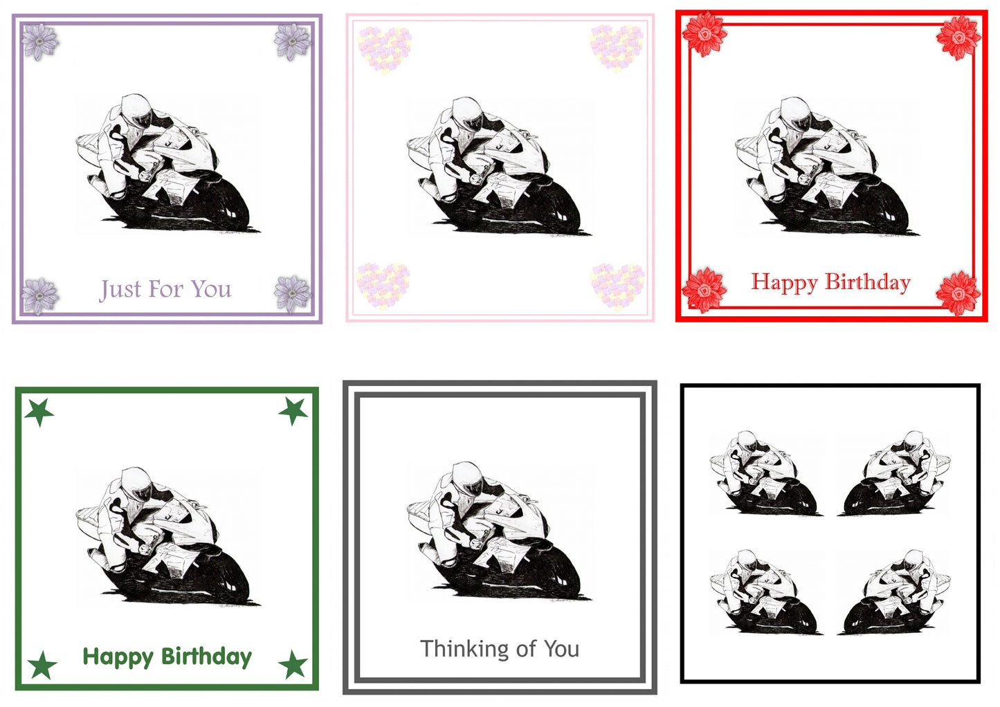 Motorbike Greeting Card Choice of 6 Designs BIRTHDAY, THINKING OF YOU, BLANK