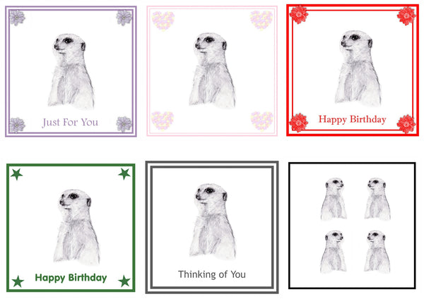 Meerkat Greeting Card Choice of 6 Designs BIRTHDAY, THINKING OF YOU, BLANK