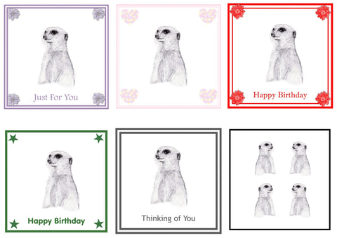 Meerkat Greeting Card Choice of 6 Designs BIRTHDAY, THINKING OF YOU, BLANK