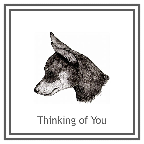 Min Pin Greeting Card Choice of 6 Designs BIRTHDAY, THINKING OF YOU, BLANK