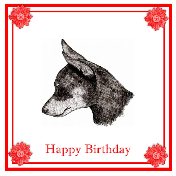 Min Pin Greeting Card Choice of 6 Designs BIRTHDAY, THINKING OF YOU, BLANK